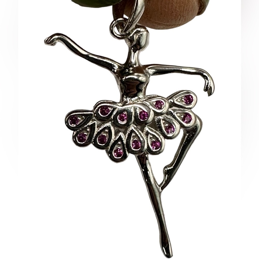 Sterling Silver Ballerina Ruby CZ Pendant 925 Sterling Silver BEAUTIFUL NEW! - Picture 8 of 14